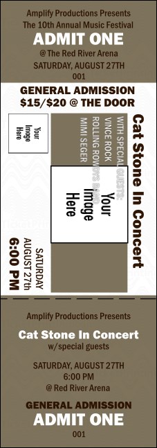 custom-concert-ticket-template-basement-door Example of a custom printed concert ticket template used for The Basement Door’s farewell show, featuring event details and placeholder images