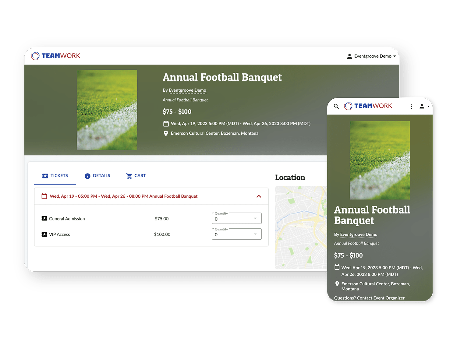 Sports event page